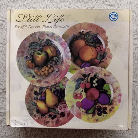 I. Godinger & Co. Still Life Set of 4 7.5" Desert Plates #9540 - Picture 2 of 5